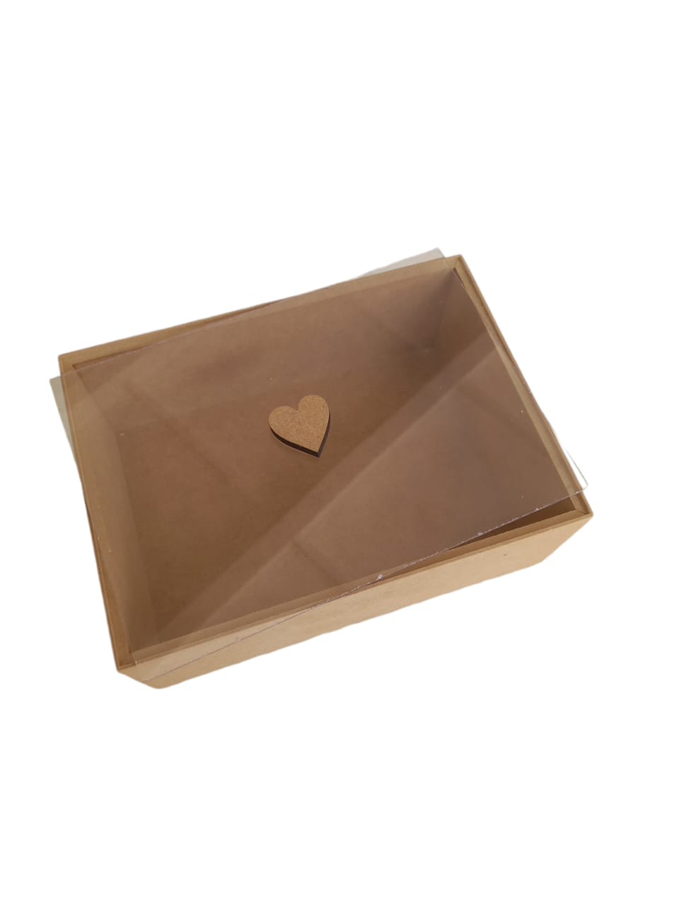 CAIXA 22X16X8  C/ TAMPA ACRILICO E PUXADOR CORAÇÃO