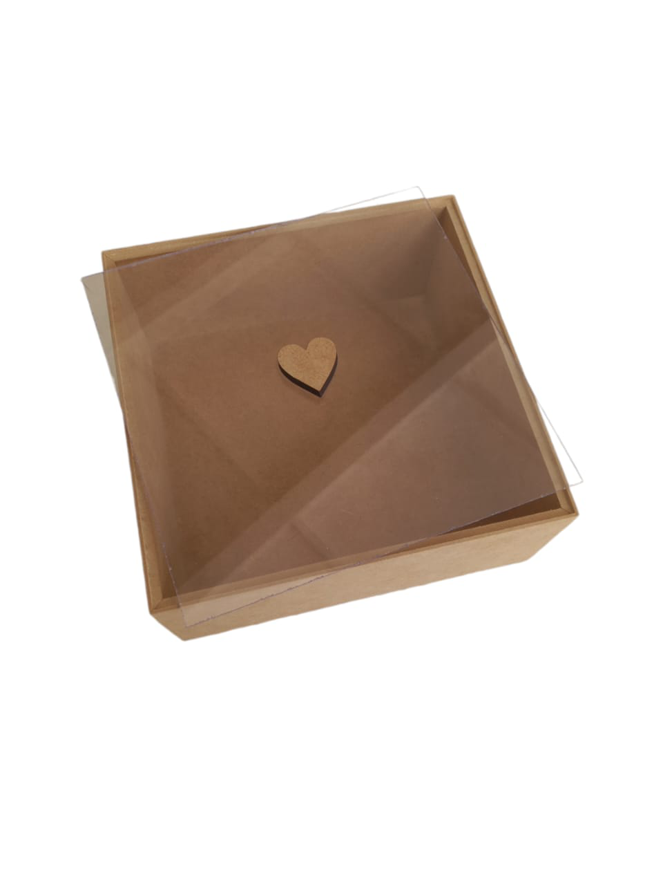 CAIXA 16X16X8 C/ TAMPA ACRILICO E PUXADOR CORAÇÃO